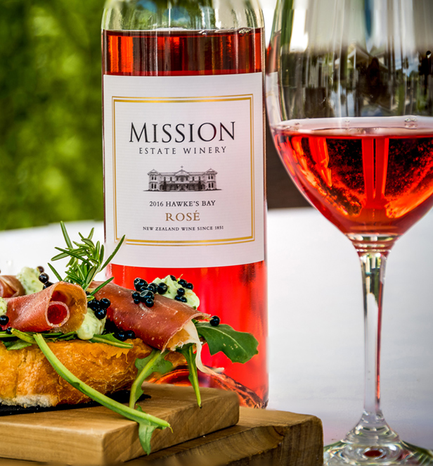 Canapes and wine at Mission Estate Winery