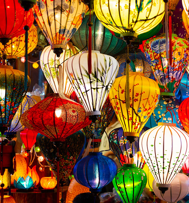 Colourful lanterns at a night market, Hoi An