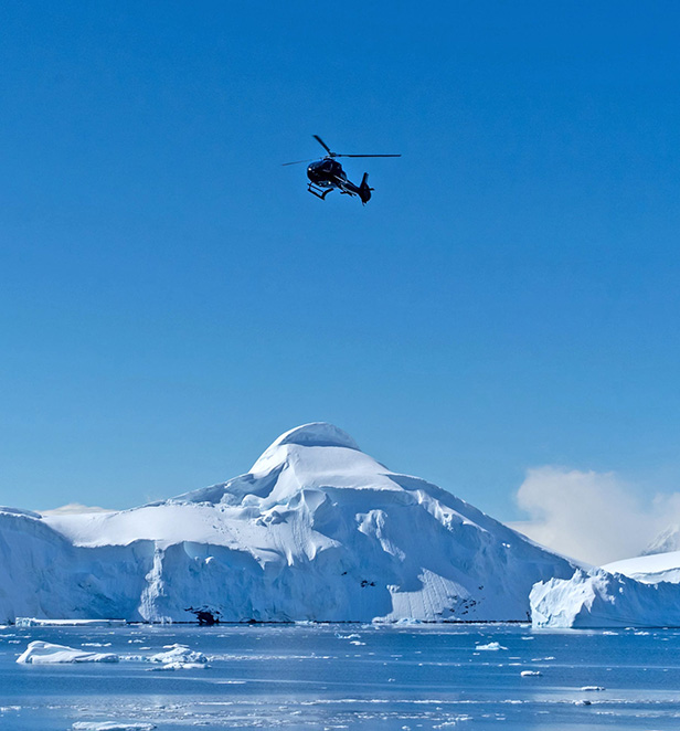 Scenic Eclipse helicopter in the Arctic